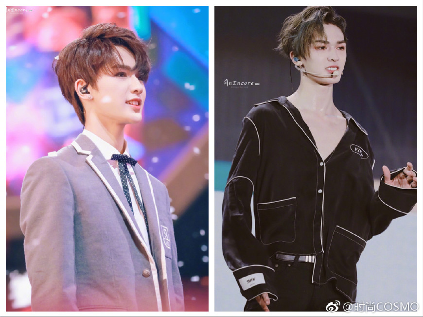 范丞丞绿头和黄明昊紫发造型,秦霄贤范丞丞gq盛典造型