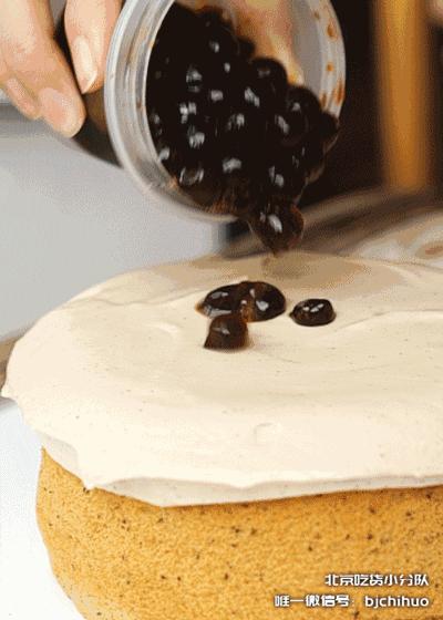 网红奶茶爆浆蛋糕,网红珍珠奶茶蛋糕