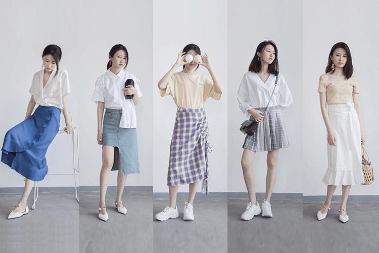 显瘦不规则长半裙,不对称半裙穿搭