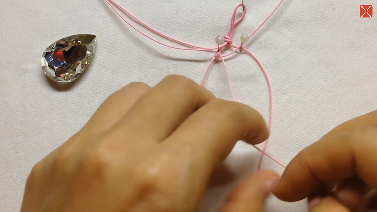 水晶编绳项链吊坠教程,水晶项链编织法带吊坠的