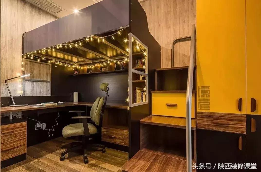 儿童房上床下桌一体效果图,30平小户型上床下桌