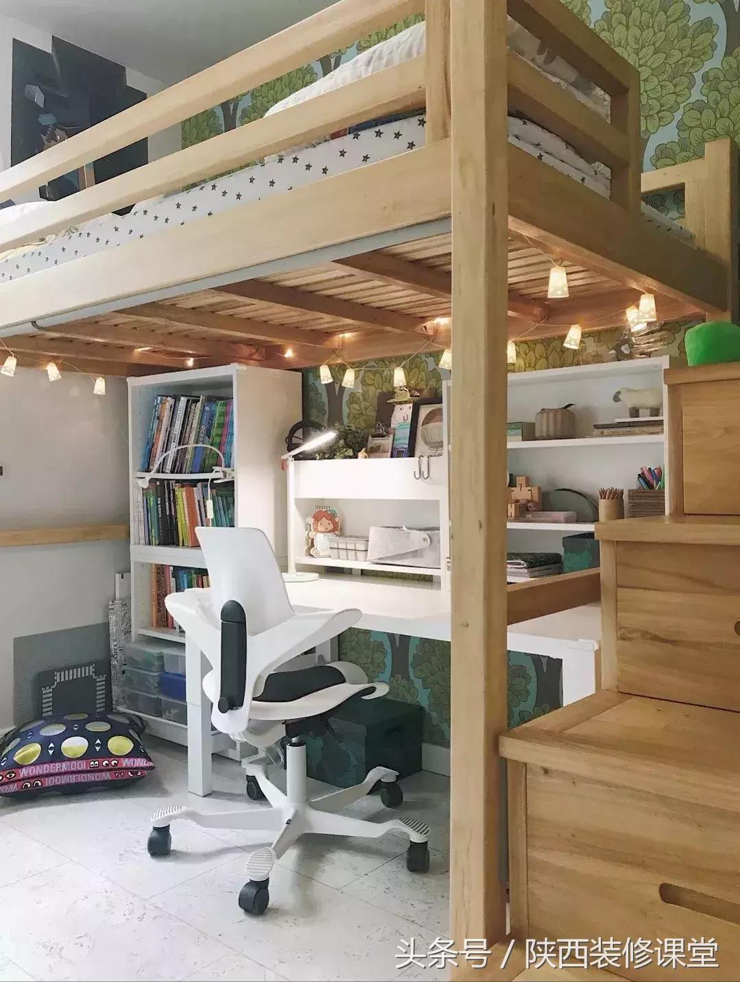 儿童房上床下桌一体效果图,30平小户型上床下桌