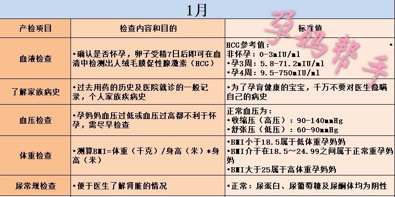 怀胎十月产检项目一览表,怀胎十月要经过哪些孕期检查