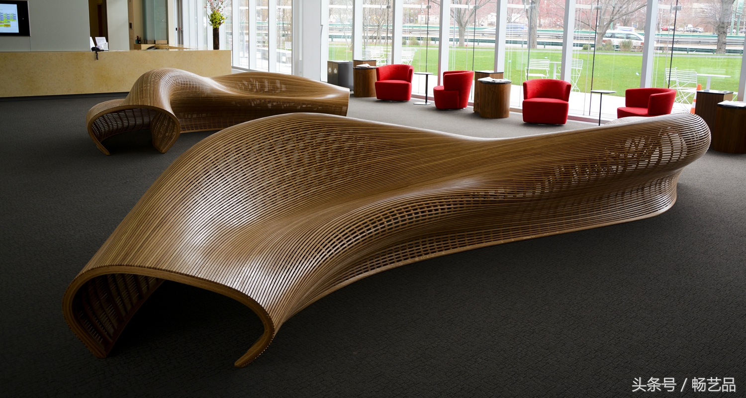 现代蒸汽弯椅制作,树干长椅制作