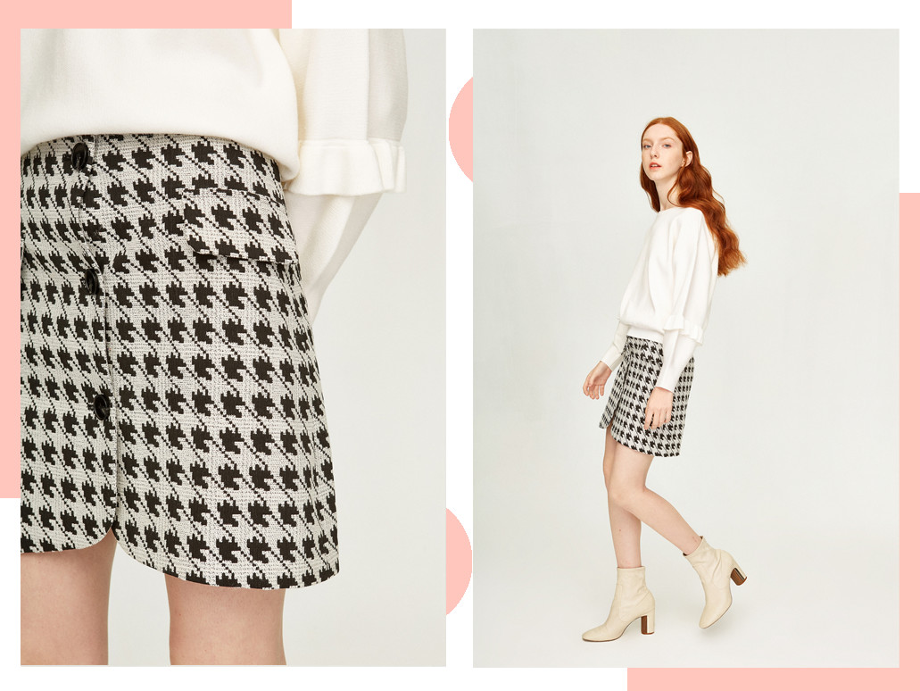 胸大溜肩身材穿搭,棋盘格纹坎肩穿搭