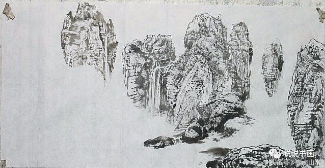 一整幅山水画画法教学a4纸,泼墨山水画技法竖幅