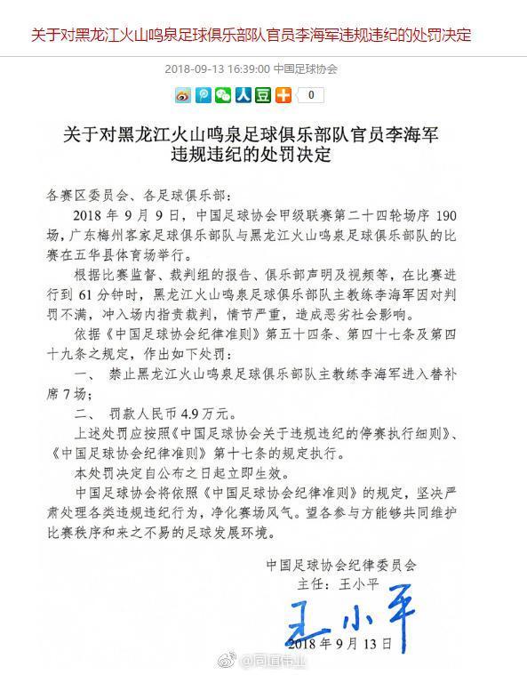 哈尔滨冰城足球队足协处罚,黑龙江fc足球俱乐部主教练