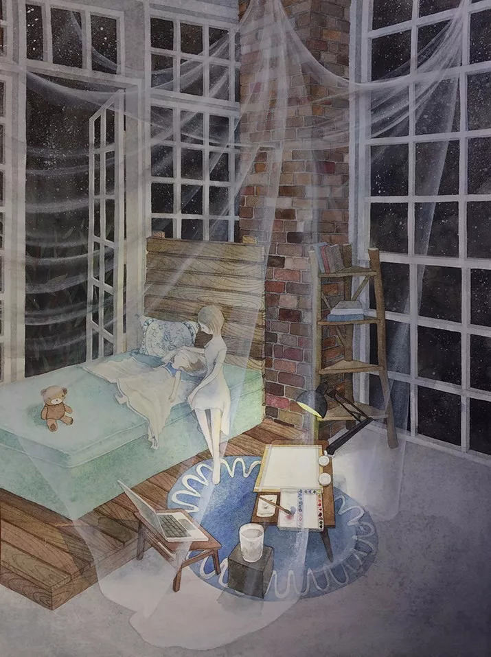 手绘妈妈和女儿的日常生活，温暖而感人