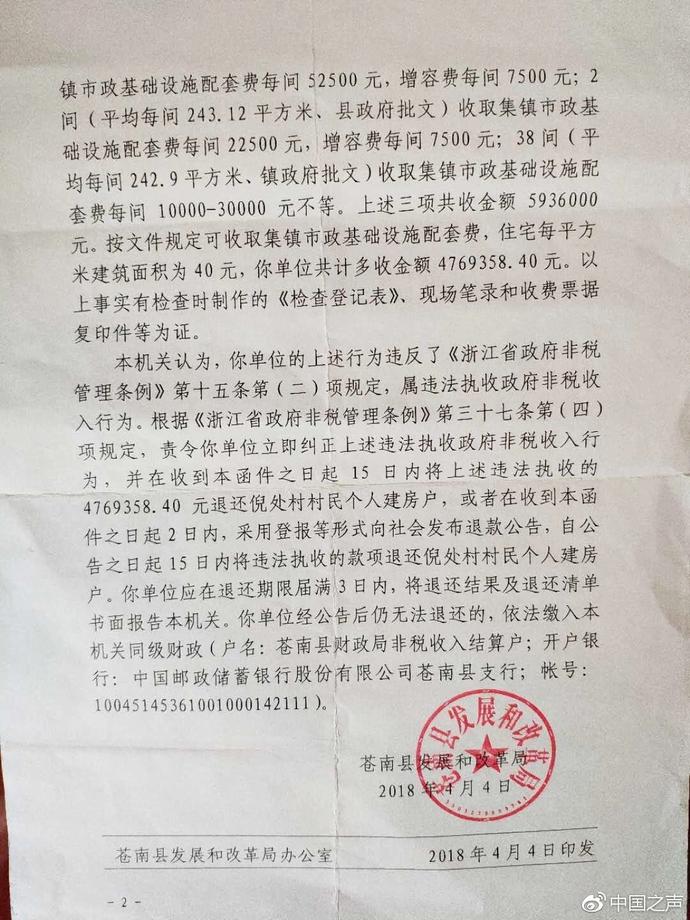 镇政府违法收费近477万退还村委会却再遭“截留”