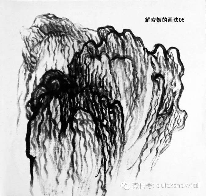 山水画斧劈皴山石画法,阿金山水画技法山石画法