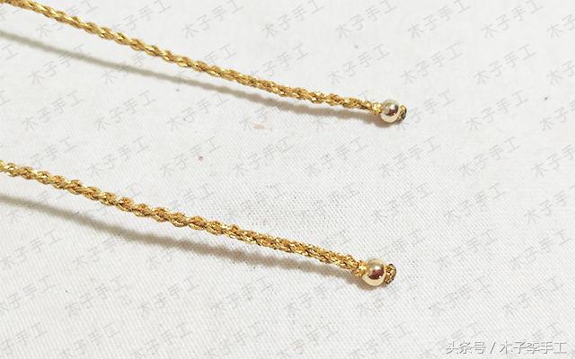 用金珠子编的项链绳,用绳子串的黄金项链
