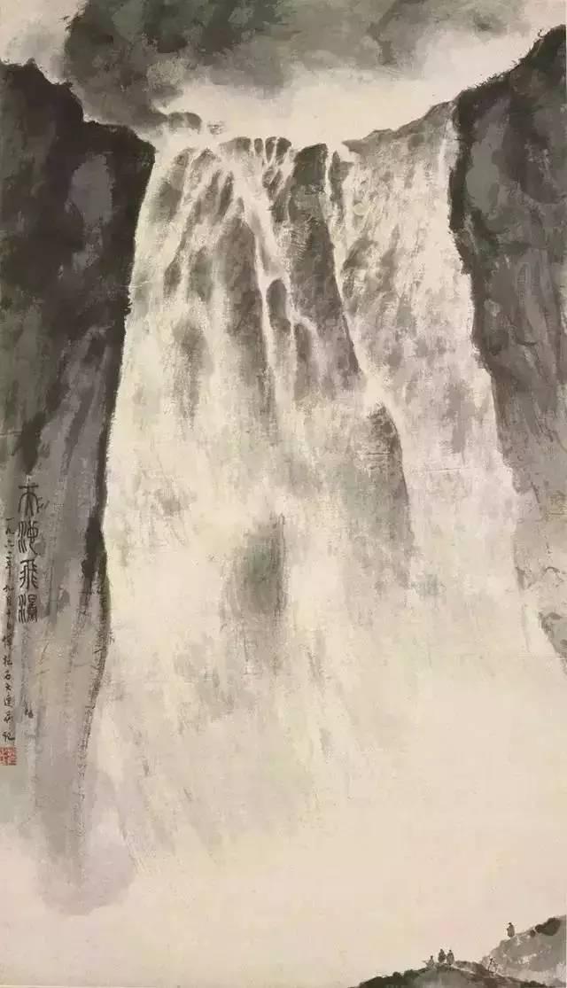 傅抱石创作国画天女散花图,傅抱石的国画作品《一望大江开》