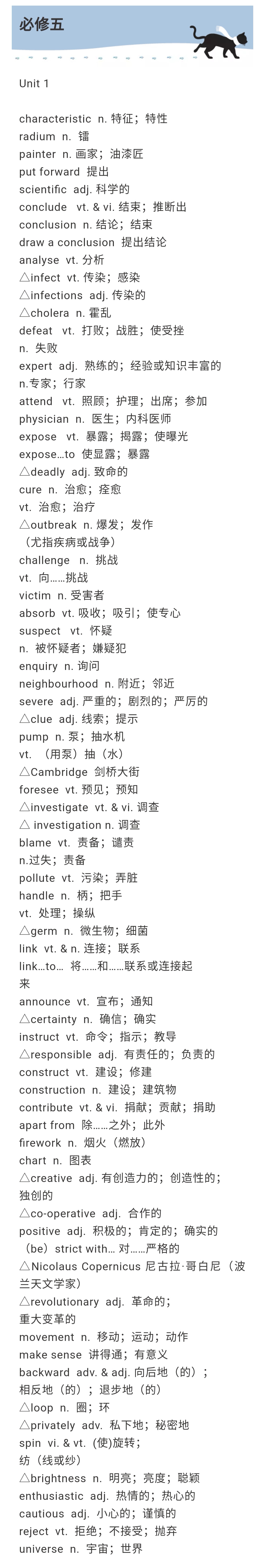 人教高中英语必修1-5单词汇总,高中英语必修三unit5单词表人教版