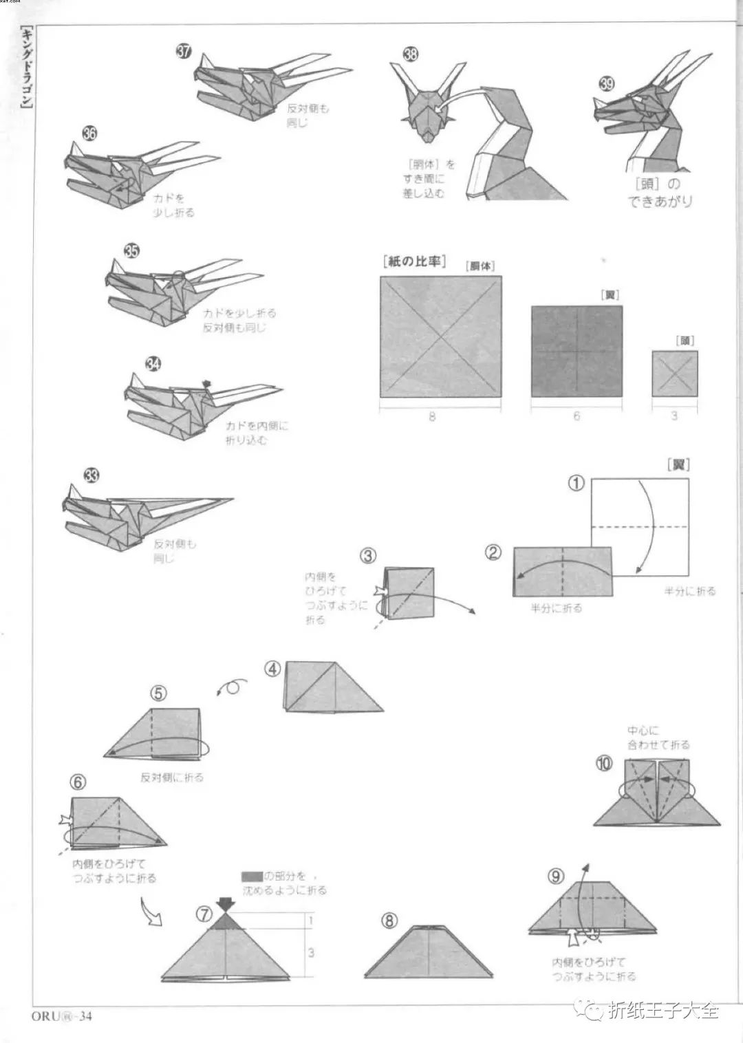折纸图解水母,折纸图解教程蝎子