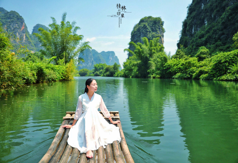 桂林阳朔遇龙河竹筏漂流,桂林阳朔遇龙河竹筏漂流路段