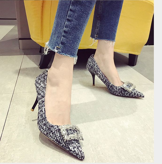 12厘米尖头细高跟薄底高跟鞋,尖头细高跟鞋简单好看