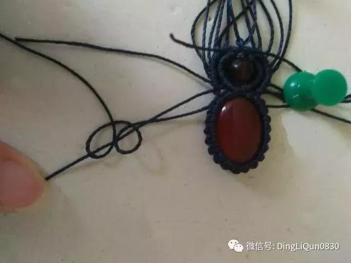 绳编宝石吊坠教程,石头吊坠穿珠子编绳教程