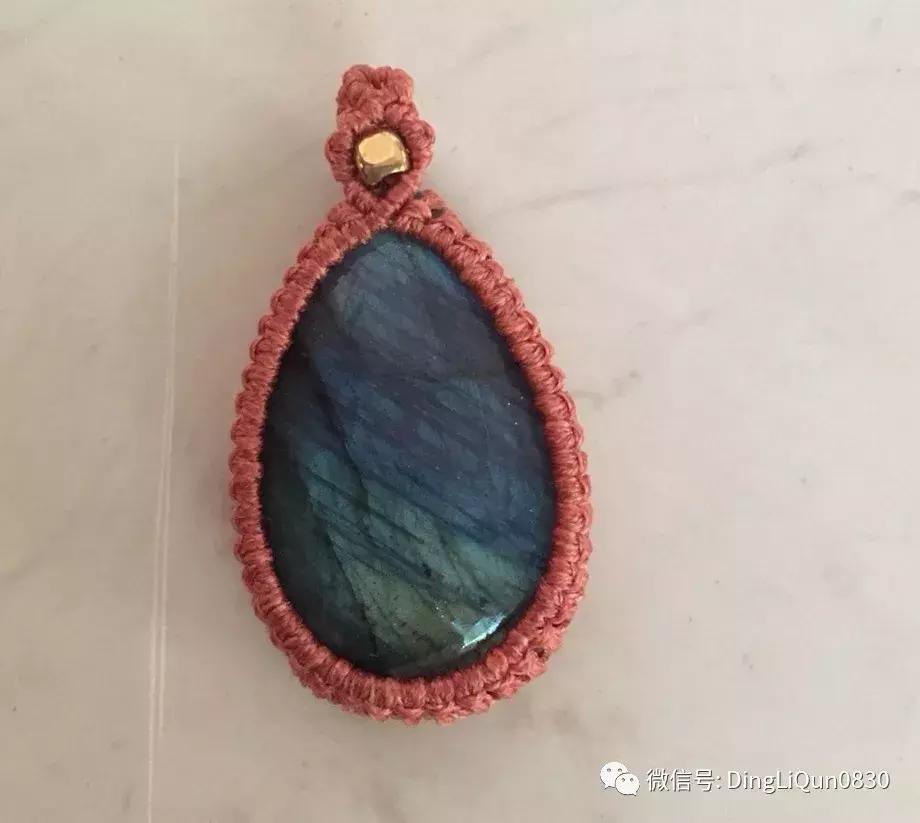 绳编宝石吊坠教程,石头吊坠穿珠子编绳教程