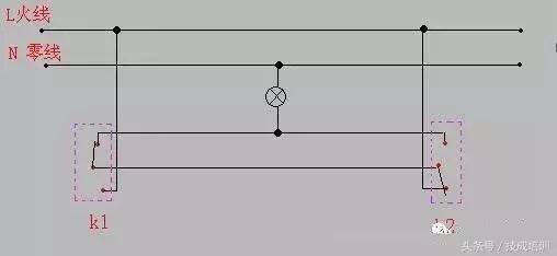 两个开关控制一个灯总是一个不亮,国际电工一开多控开关接法