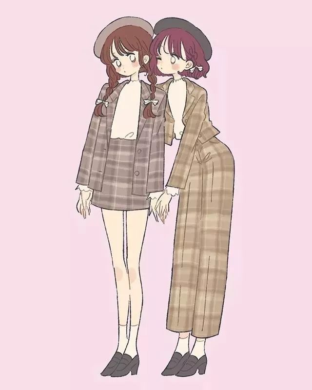 手绘漫画人物的衣服搭配,日系春季搭配手绘漫画