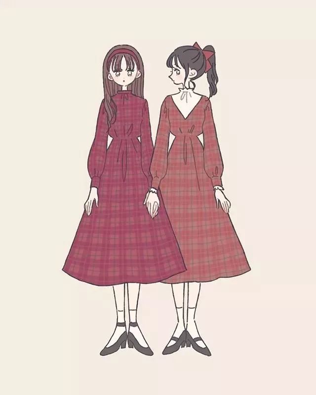 手绘漫画人物的衣服搭配,日系春季搭配手绘漫画