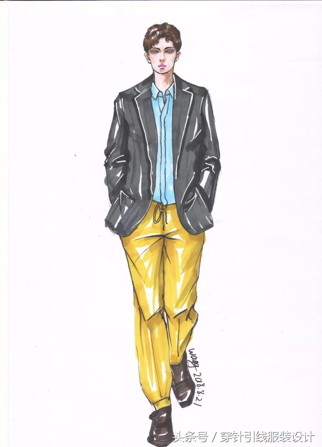 线元素服装款式图画法,流行服装手绘款式图片大全