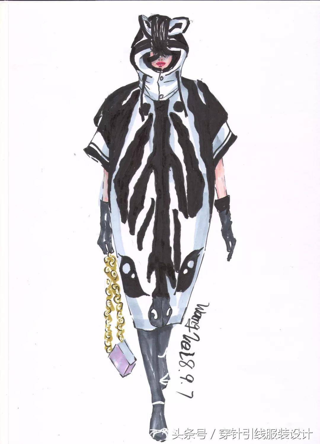 线元素服装款式图画法,流行服装手绘款式图片大全