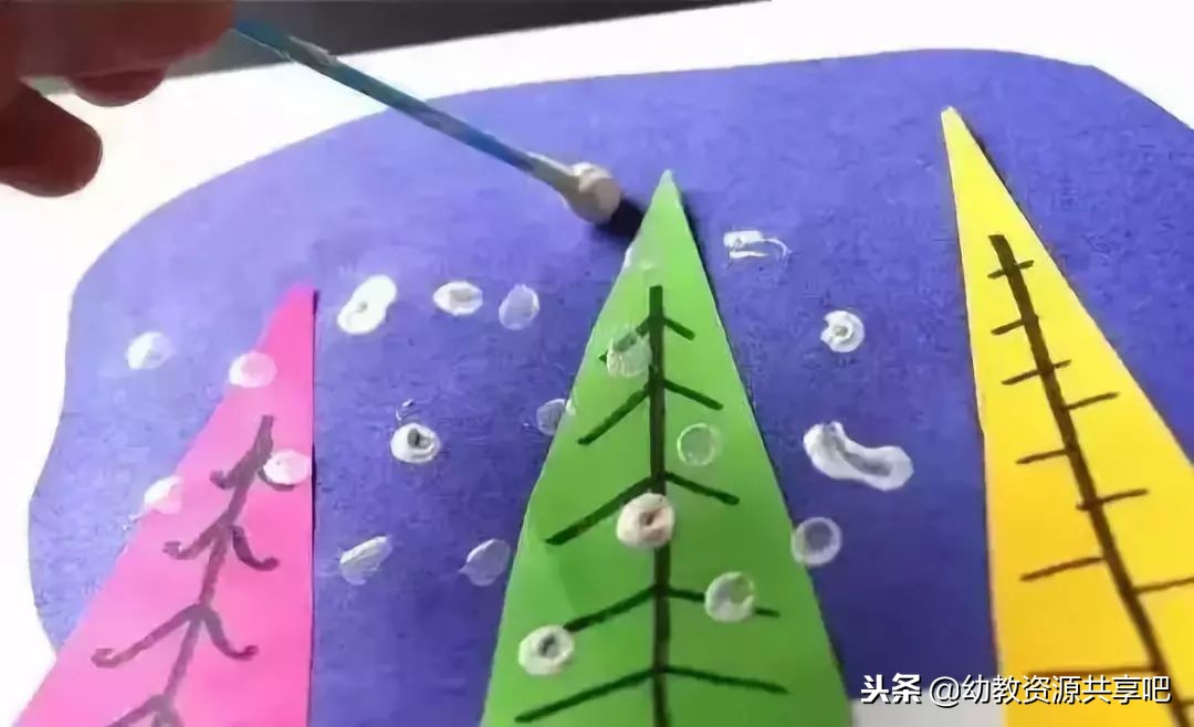 幼儿园冬季手工绘画漂亮,冬天手工画幼儿园简单