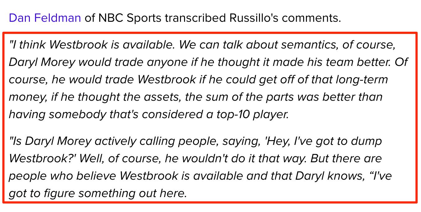 火箭威少近期新闻,火箭威少新消息