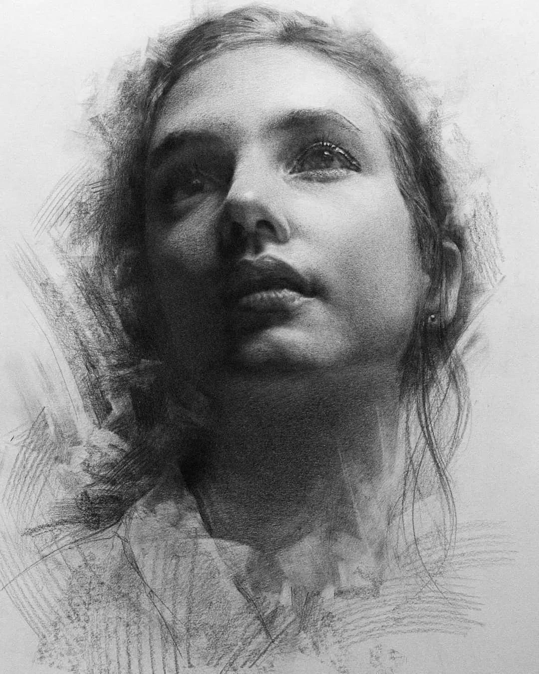 一眼惊艳的素描画,一眼望不到尽头的路素描画