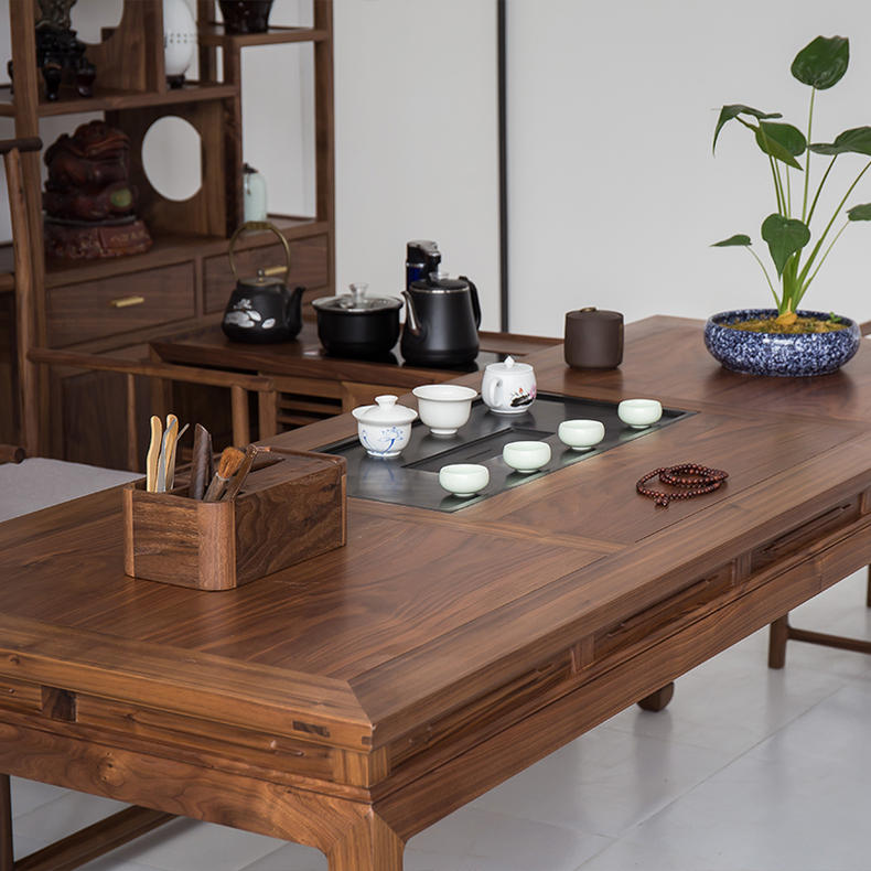 茶室禅意桌椅,新中式实木茶桌禅意小茶室
