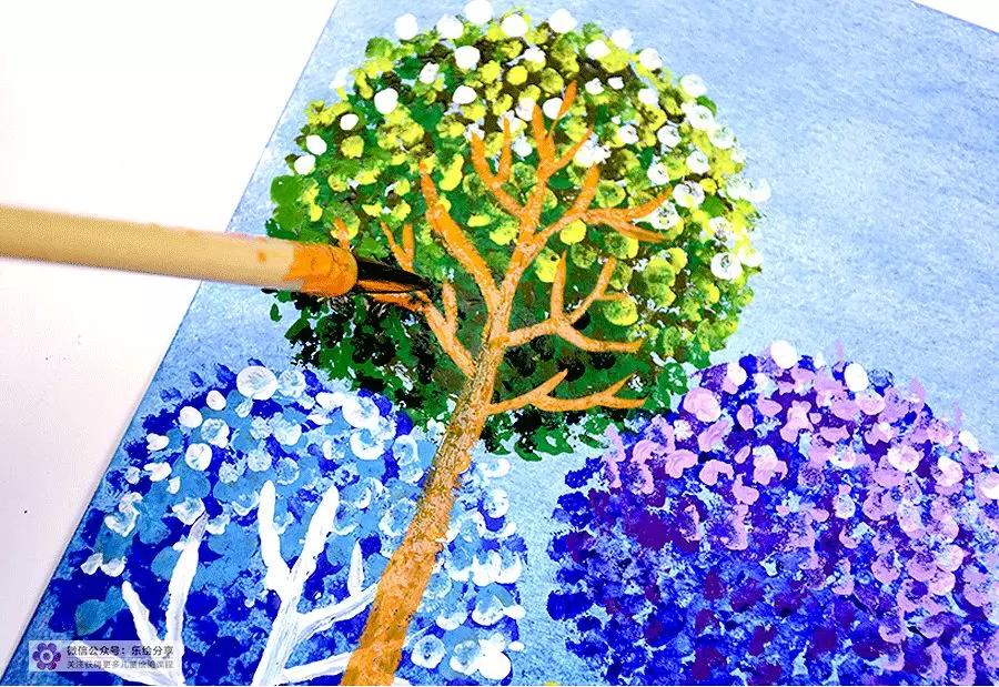 水粉点画法风景图片,水粉点画法风景