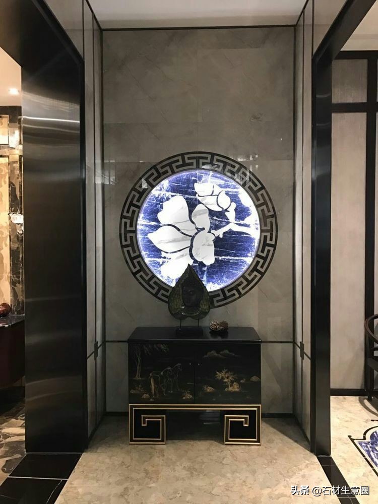 大理石地面水刀拼花效果图,100多平方水刀拼花图片