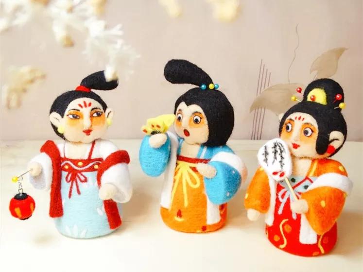 毛毡手工diy成品售卖,手工diy羊毛毡人物