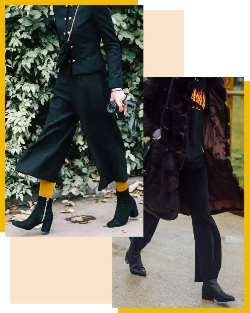 马丁靴+小黑裤，冬日保暖显高CP