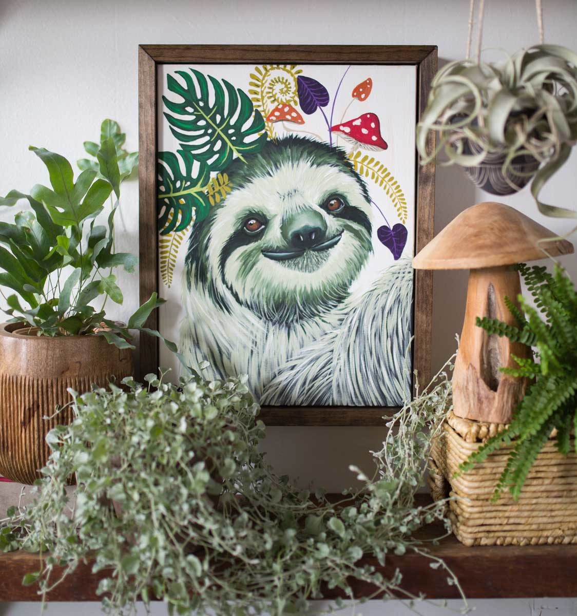 波西米亚风格的丙烯动物肖像，色彩鲜艳充满个性，装饰效果极强