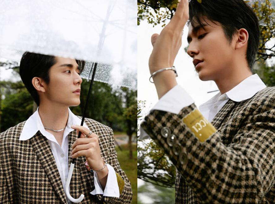 张新成露背西装同款,县委大院张新成撑伞照片