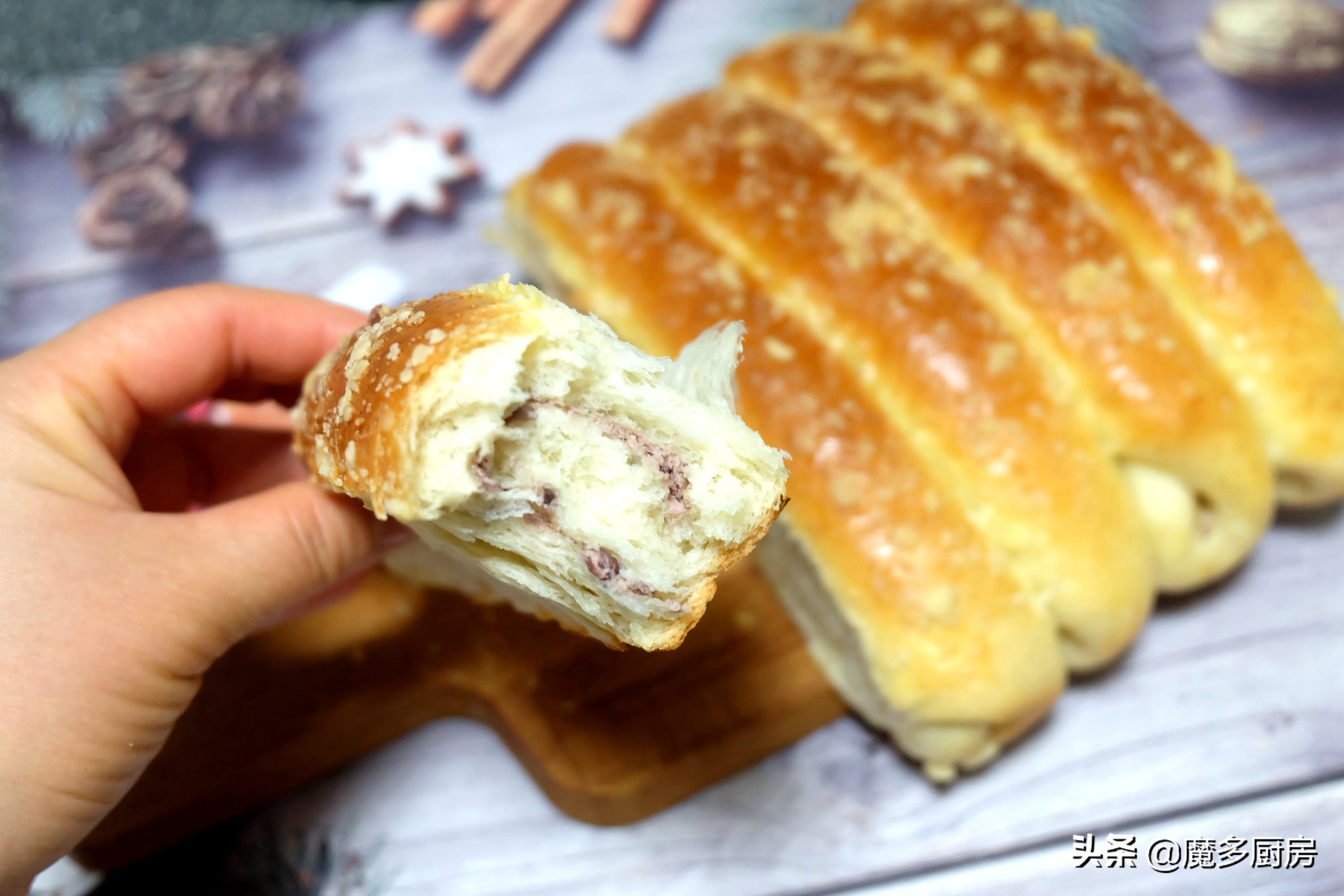 不用手套膜做的面包也能拉丝视频,在家做不用烤箱柔软拉丝面包