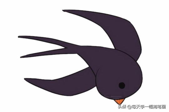 春天树木开花燕子蜜蜂飞来简笔画,简笔画燕子教程幼儿园