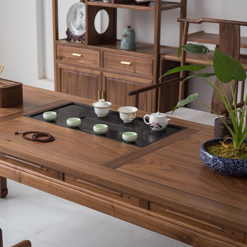 茶室禅意桌椅,新中式实木茶桌禅意小茶室