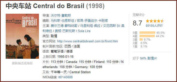 豆瓣8.7，巴西电影《中央车站》：最怕是，烂人想做好事了