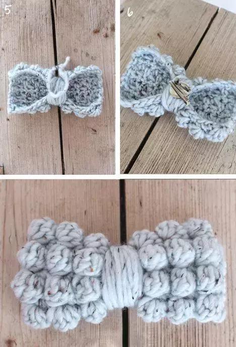 小的蝴蝶结发饰系法,小小的蝴蝶结钩织