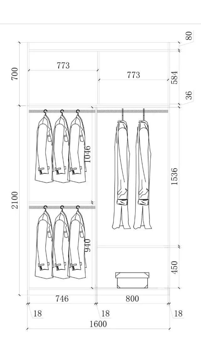 1.3米衣柜格局设计图,1米3衣柜布局设计