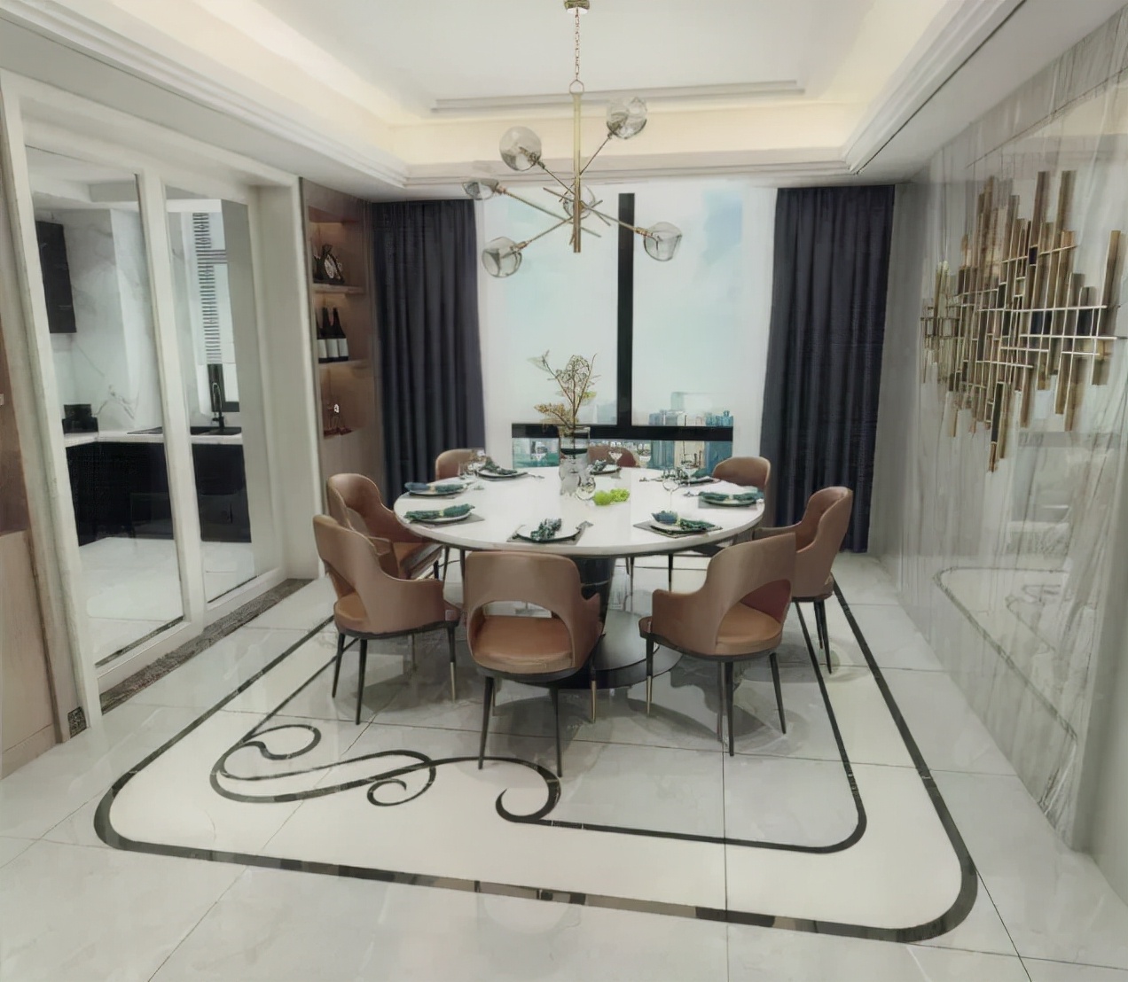 大理石水刀拼花现代,大理石水刀拼花现代风格效果