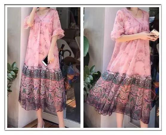 孕妇黑色连衣裙气质高级感,潮妈孕妇假两件夏天连衣裙