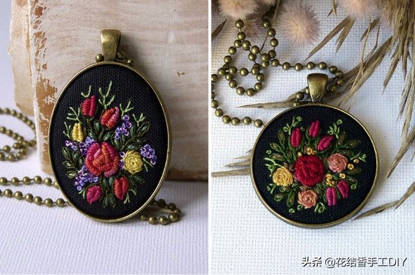 刺绣装饰项链,超级简单又可爱的刺绣教程