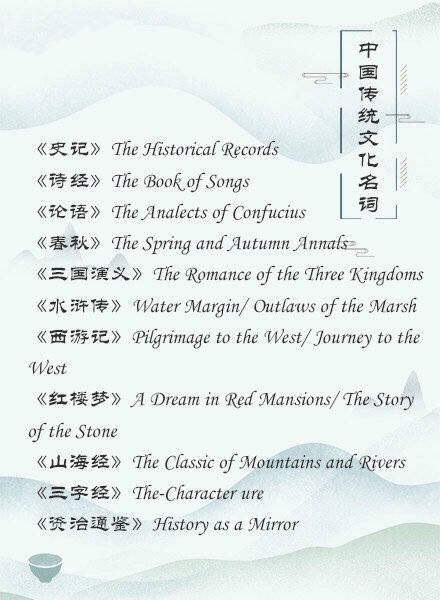 100个中国传统文化名词的英文表达,中国传统文化的一些英语名词
