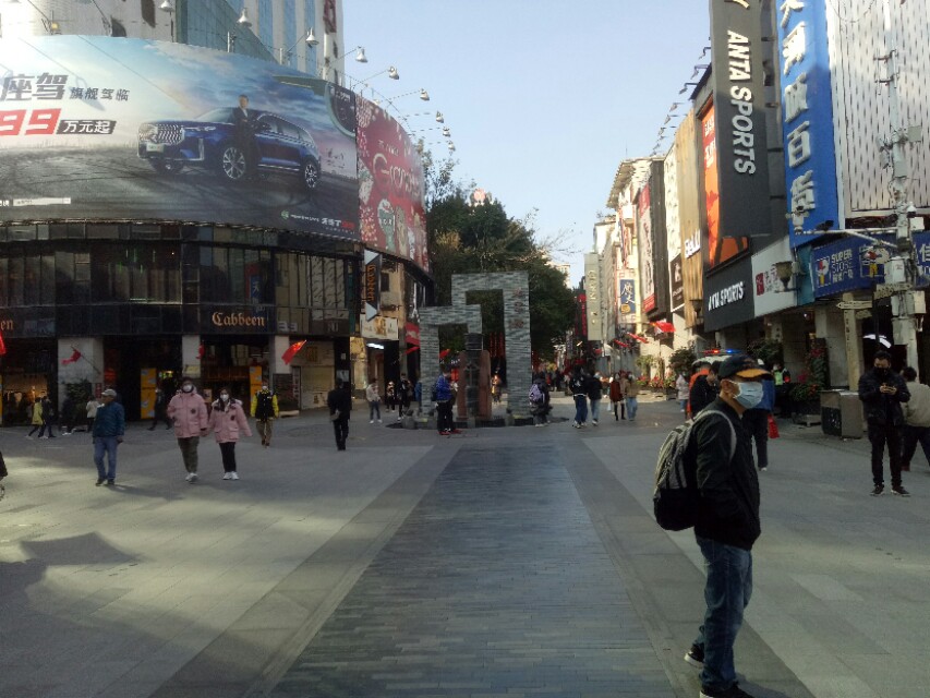 广州商业街区步行街,街道空荡荡