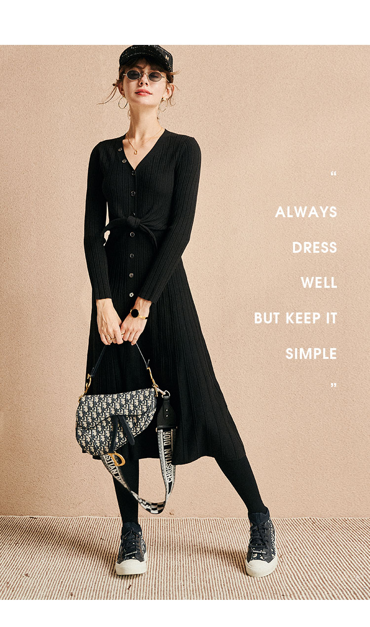 秋冬季温柔风穿搭连衣裙,适合冬季穿的连衣裙简约大方