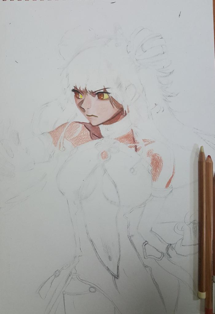 手绘教程王者荣耀人物彩铅画,手绘王者荣耀人物彩铅教程